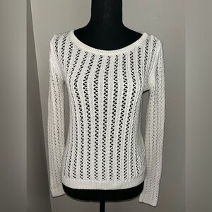 A.N.A. A New Approach scoop neck crocheted off-white sweater. Size small